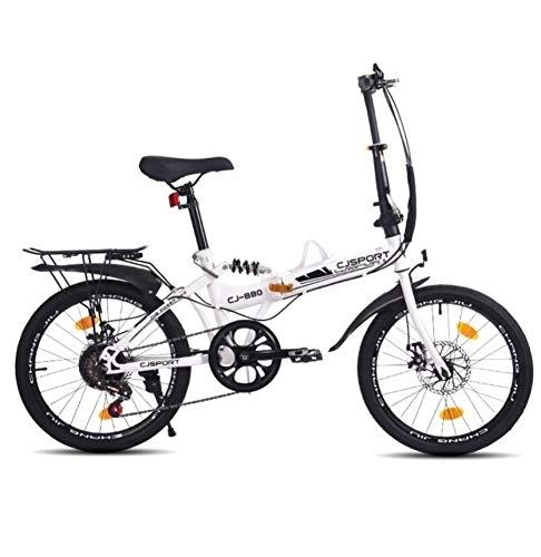 Plegables : AOHMG Bicicleta Plegable Adulto 6- velocidades Bici Plegable, Peso Ligero Marco Duradero Sillin Confort, White_20in