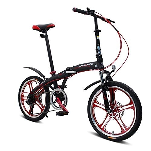 Plegables : AOHMG Bicicleta Plegable Adulto, 6-velocidades City Peso Ligero Bici Plegable, Black_20in