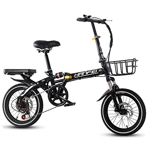Plegables : AOHMG Bicicleta Plegable Adulto, 7-velocidades Peso Ligero Unisex Bici Plegable, Black_16in