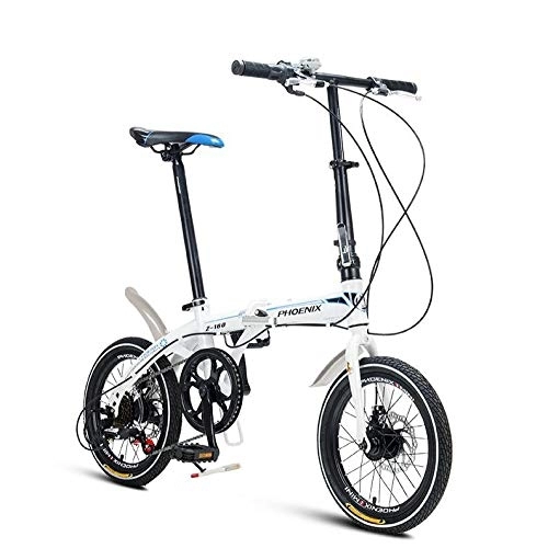 Plegables : AOHMG Bicicleta Plegable Adulto, Aluminio Urbana Bici Plegable Peso Ligero Sillin Confort, White_16in