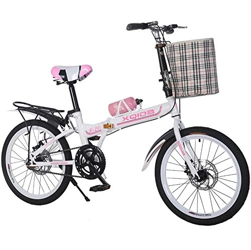 Plegables : AOHMG Bicicleta Plegable Adulto Bici Plegable, Cuadro de una Velocidad Reforzado, Pink_20in