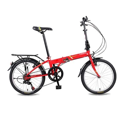 Plegables : AOHMG Bicicleta Plegable Peso Ligero, 6- velocidades Adulto Ciudad Bici Plegable con Sillin Confort, Red_20in