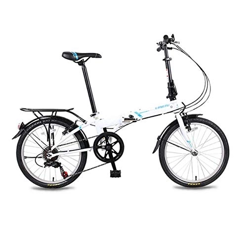Plegables : AOHMG Bicicleta Plegable Peso Ligero, 6- velocidades Adulto Ciudad Bici Plegable con Sillin Confort, White_20in