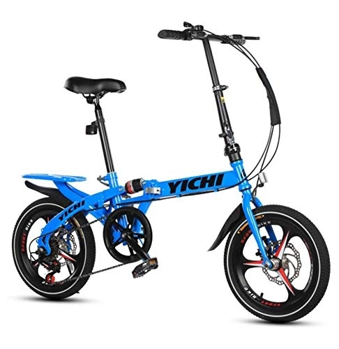 Plegables : AOHMG Bicicleta Plegable, Peso Ligero 7-velocidades City Bici Plegable Unisex Sillin Confort, Blue_16in