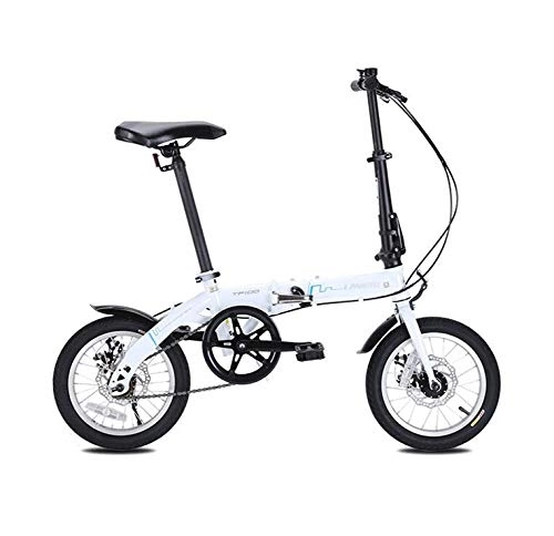 Plegables : AOHMG Bicicleta Plegable Peso Ligero Velocidad única Bici Plegable, con Sillin Confort Bastidor Duradero, White_14in
