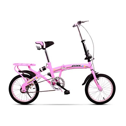 Plegables : AOHMG Bicicletas plegables para adultos, bicicleta plegable ligera de una sola velocidad con sillín cómodo, color rosa, 16 pulgadas