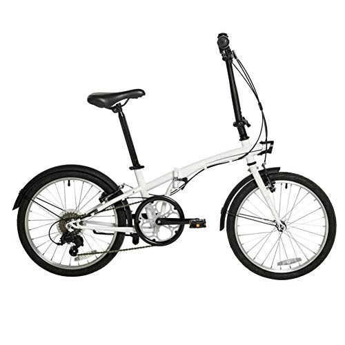 Plegables : AQAWAS 20 pulgadas de bicicletas plegable ruedas para adultos, ideal para montar a caballo urbana y los desplazamientos Bicicletas Anti-Slip, 6 velocidades, ligero Bicicleta plegable de aluminio, White