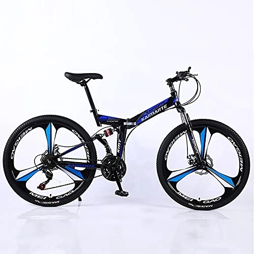 Plegables : ASPZQ Bicicleta de montaña Plegable, Frenos de Doble Disco, Doble Amortiguador, Bicicleta de montaña de Velocidad Variable, Bicicleta de una Sola Rueda, C, 24 Inch 21 Speed