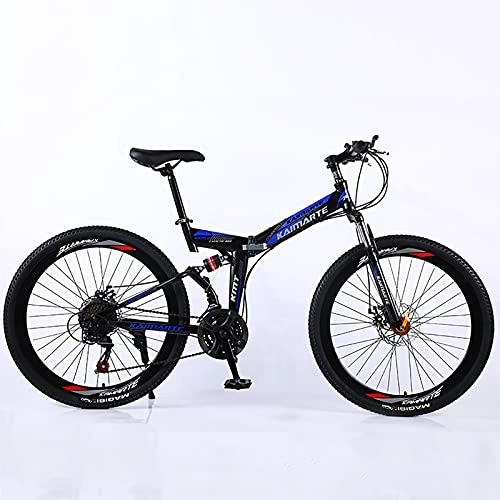 Plegables : ASPZQ Bicicleta de montaña Plegable, Frenos de Doble Disco, Doble Amortiguador, Bicicleta de montaña de Velocidad Variable, Bicicleta de una Sola Rueda, D, 24 Inch 24 Speed