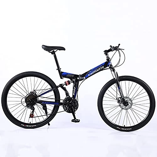 Plegables : ASPZQ Bicicleta de montaña Plegable, Frenos de Doble Disco, Doble Amortiguador, Bicicleta de montaña de Velocidad Variable, Bicicleta de una Sola Rueda, E, 24 Inch 27 Speed