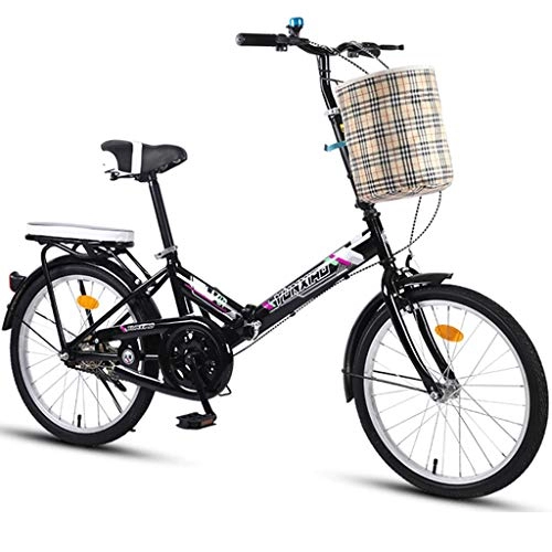 Plegables : ASYKFJ Bicicleta plegable plegable de 20 pulgadas para hombres y mujeres, bicicleta plegable ligera para adultos, portátil, freno de disco doble (color: negro)