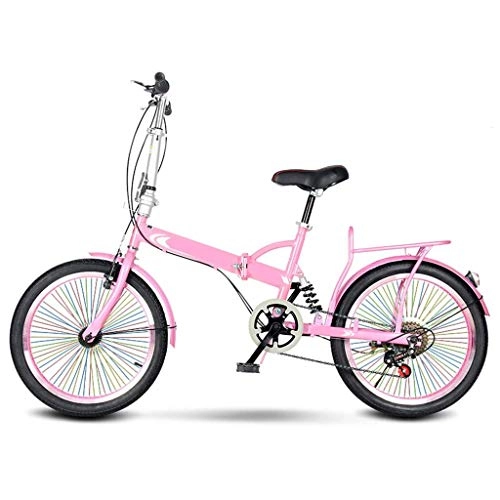 Plegables : AUKLM Comfort Bikes Bicicletas de ejercicio aerbicas Bicicleta plegable para adultos Ultraligero porttil Rueda de 20 pulgadas Velocidad variable Mini bicicleta para adultos, portaequipajes trasero, marco de acero de alto carbono para adolescentes