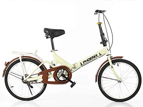 Plegables : AUKLM Comfort Bikes Ejercicio aerbico 16 Pulgadas, 20 Pulgadas Bicicleta Plegable sin Cambios para nios, Adultos, Hombres y Mujeres, Estudiantes, Color Beige, 20 Pulgadas