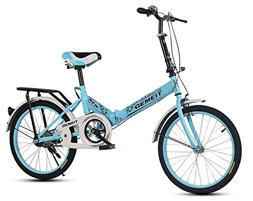 Plegables : AUKLM Comfort Bikes Ejercicio aerbico Bicicleta Plegable de 20 Pulgadas Nios Grandes Nios Adultos Hombres y Mujeres Estudiantes Bicicleta, Azul, 16 Pulgadas
