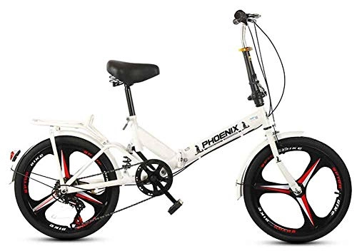 Plegables : AUKLM Comfort Bikes Ejercicio aerbico Bicicleta Plegable de Velocidad Variable de 20 Pulgadas Nio Adulto Hombre y Mujer Estudiantes Bicicleta, Blanco
