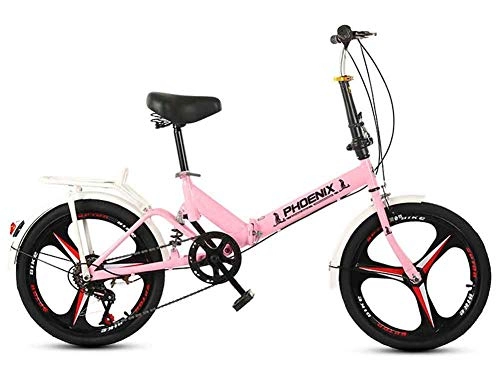 Plegables : AUKLM Comfort Bikes Ejercicio aerbico Bicicleta Plegable de Velocidad Variable de 20 Pulgadas Nio Adulto Hombre y Mujer Estudiantes Bicicleta, Rosa