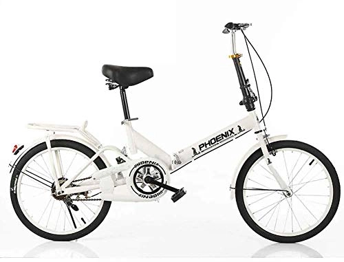 Plegables : AUKLM Comfort Bikes Ejercicio aerbico de 16 Pulgadas, 20 Pulgadas Bicicleta Plegable sin Cambios para nios, Adultos, Hombres y Mujeres, Estudiantes, Color Blanco, 20 Pulgadas