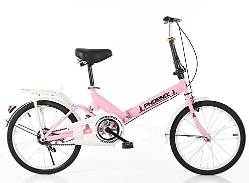 Plegables : AUKLM Comfort Bikes Ejercicio aerbico de 16 Pulgadas, 20 Pulgadas Bicicleta Plegable sin Cambios para nios, Adultos, Hombres y Mujeres, Estudiantes, Rosa, 16 Pulgadas