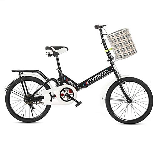 Plegables : AUZZO HOME Bicicleta de Plegable Bike Ligera de Acero de Alto Carbono de 20 Pulgadas con absorción de Impactos y Sistema de Doble Freno de Disco para Adultos y Adolescentes, C, no Shock Absorption