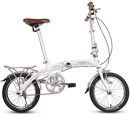 Plegables : AYHa 16" Bicicletas plegables, adultos de los niños mini solo velocidad plegable de la bicicleta, de aleación de aluminio de peso ligero portátil plegable de la bicicleta de la ciudad, Blanco