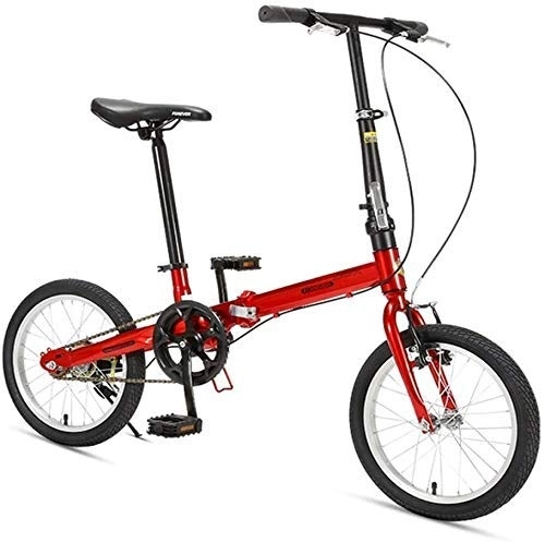 Plegables : AYHa 16" Las bicicletas plegables, de alto carbono acero de la bici plegable de peso ligero, Mini marco reforzado de una sola velocidad de cercanías de bicicletas, ligero portátil, rojo