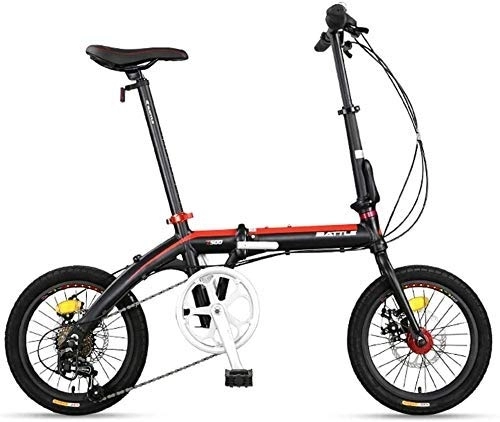 Plegables : AYHa Adultos bicicleta plegable, plegable compacto de bicicletas, 16" 7 velocidad super compacto Bicicleta plegable peso ligero, estructura reforzada de cercanías bicicletas, rojo