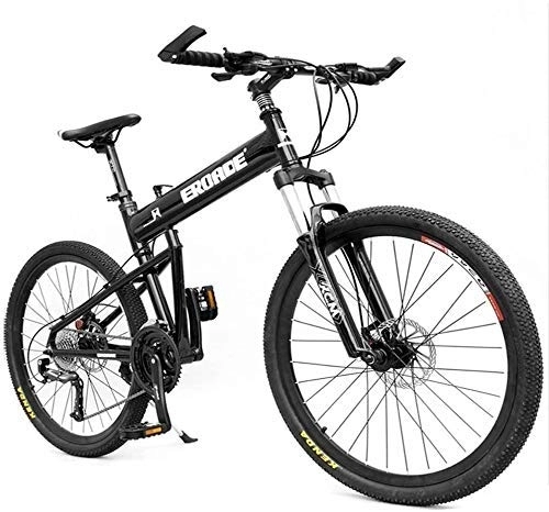 Plegables : AYHa Adultos Niños bicicletas de montaña, bastidor de suspensión de aluminio completo de suspensión delantera de bicicletas de montaña, bicicletas de montaña plegable, asiento ajustable, Negro, 26 Pulg