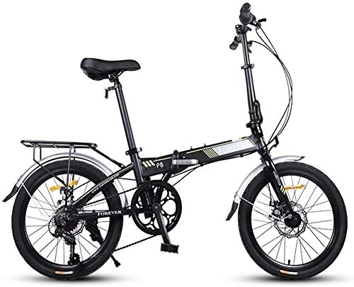 Plegables : AYHa Bicicleta plegable, adultos mujeres ligeras de peso plegable bicicletas, 20 pulgadas 7 Velocidad mini motos, marco reforzado del viajero de la bici, marco de aluminio, Negro