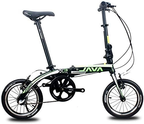 Plegables : AYHa Bicicletas Mini plegables, 14" 3 Encuadre velocidad super compacto reforzado de cercanías bicicletas, portátil ligero de aleación de aluminio plegable de la bicicleta, Verde