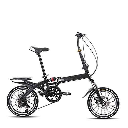 Plegables : AYHa Plegable bicicleta, doble freno de disco 20" adultos bici de la ciudad de una pieza ajustable del asiento del manillar de la rueda trasera con 6 velocidad Plataforma unisex, Negro