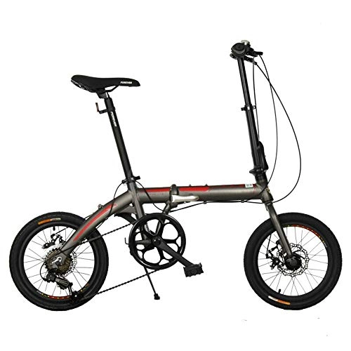 Plegables : BANGL B Bicicleta Plegable Aleacin de Aluminio Frenos de Disco Delanteros y Traseros Velocidad Variable Bicicleta Plegable 16 Pulgadas 7 velocidades