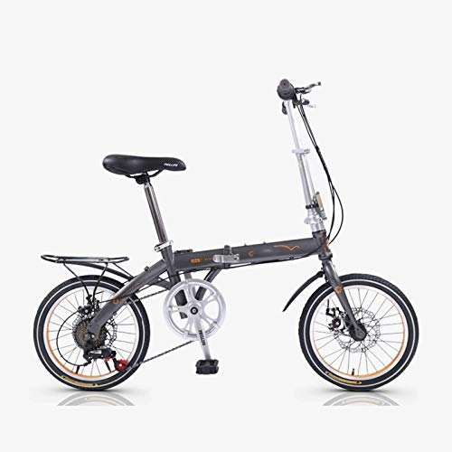 Plegables : BEIGOO 16inch Bicicleta Plegable, para Hombres y Mujeres, Mini Resistente Y Ligero Folding Bike, 6 velocidadesFreno de Disco, Marco De Acero De Alto Carbono Frenos V-Brake-gris-16Pulgadas