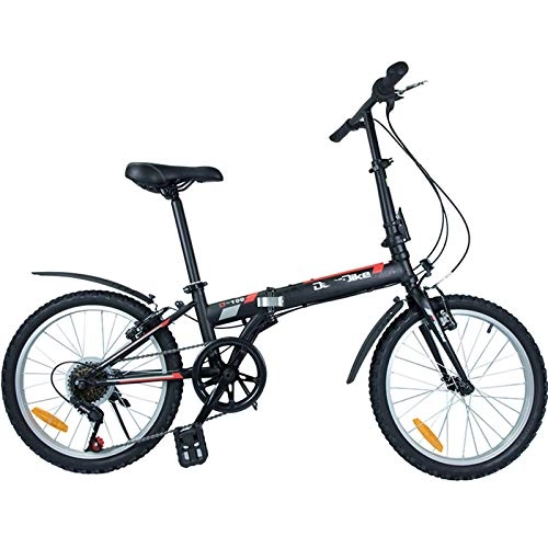 Plegables : BEIGOO 6 Velocidades Adulto Bicicleta Plegable, 20inch Resistente Y Ligero Bicicleta De Montaña, Frenos V-Brake Cuadro Aluminio Folding Bike, Manillar Y Sillin Ajustables, Unisex Commuter-rojo-20Pulgadas