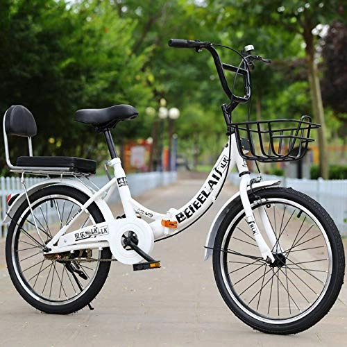 Plegables : BEIGOO Bicicleta para Mujer, Mini Bicicleta Plegable, 6 Velocidades Resistente Y Ligero Bicicleta Plegable Urbana, con Asiento Trasero, para Estudiante Unisex-Blanco-22Pulgadas