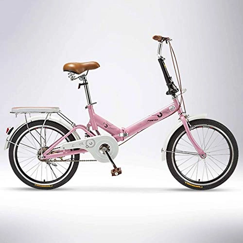 Plegables : BEIGOO Bicicleta Plegable, Resistente Y Ligero Bicicleta 20" Amortiguador Folding Bici, Manillar Y Sillin Confort Ajustables, Adulto Unisex-Rosado-20Pulgadas