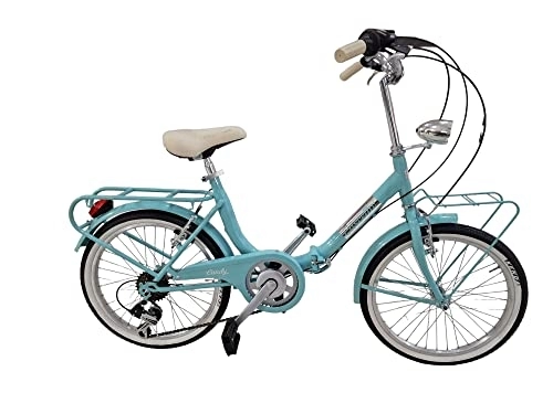 Plegables : Bicicleta Bicicleta 20 casilla Candy plegable cambio Shimano 6 V (Azurro)