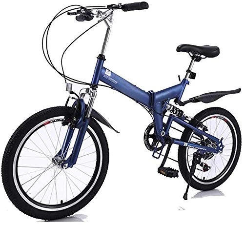 Plegables : Bicicleta Bicicleta Plegable, Bicicleta de montaña de 20 Pulgadas Variable de Viaje al Aire Libre for Adultos Montar a 7 velocidades Bicicletas eléctricas for Adultos LMMS (Color : Blue)