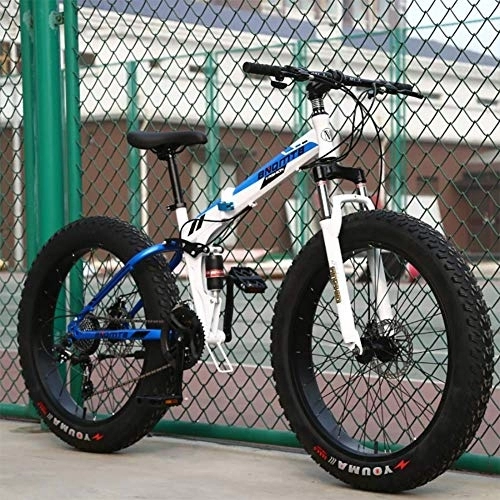 Plegables : Bicicleta Bicicleta Plegable Marco de Acero de Alto Carbono Cycle Cruiser 21 velocidades 24 Pulgadas 4.0 Neumático Gordo Nieve Bicicleta de Arena, Bicicleta Plegable Neumático GORD