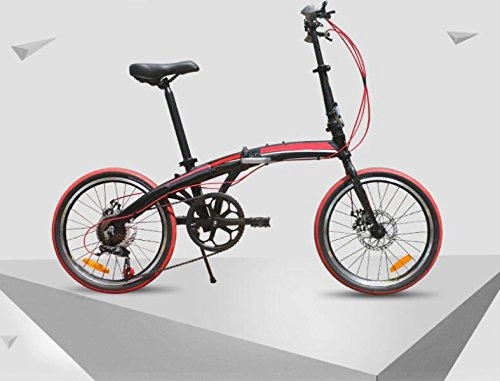 Plegables : Bicicleta De Aluminio De 20 Pulgadas Bicicleta Plegable De 7 Velocidades Bicicleta Super Ligera Ciclismo Bicicleta De Montaa Regalo De La Bicicleta Del Coche, Red-20in