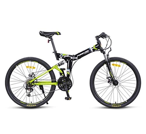 Plegables : Bicicleta De Ciudad 24-Velocidades Bici Doblez Estructura de Acero de Alto Carbono para Unisex Adulto, Green, 26inch