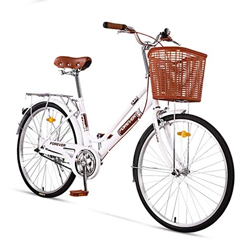 Plegables : Bicicleta De Ciudad De 24 Pulgadas Velocidad única Bici para Adultos, White
