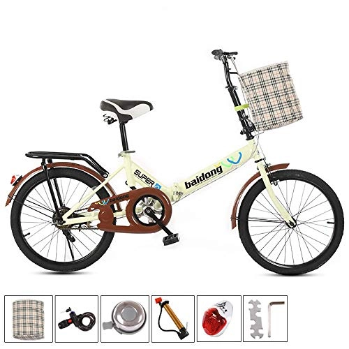 Plegables : Bicicleta de ciudad plegable de aleación ligera de 20 pulgadas, bicicleta plegable que absorbe los golpes y antineumáticos, para hombre y mujer adulta, contiene 6 accesorios