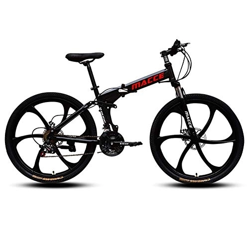 Plegables : Bicicleta de montaña, bicicleta de bicicleta de montaña de 21 pulgadas de 21 pulgadas, con bicicleta plegable de freno de disco doble, marco de acero de carbono espesado, 6 ruedas de cuchillo fengong