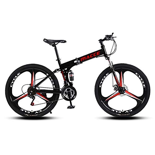 Plegables : Bicicleta de montaña Bicicleta plegable para adultos de 24 / 26 pulgadas, marco de acero al carbono engrosado, bicicleta ligera de velocidad variable para estudiantes masculinos y femeninos-black~three
