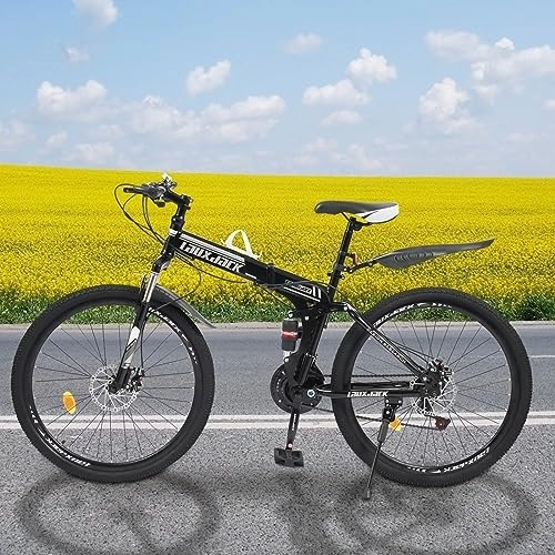 Plegables : Bicicleta de montaña de 26 pulgadas, 21 marchas, con suspensión de horquilla, acero al carbono, discos de freno plegables, frenos de disco, cambio plegable, bicicleta plegable, horquilla delantera