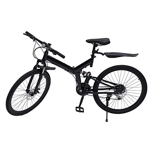 Plegables : Bicicleta de montaña de 26 pulgadas, 21 velocidades, plegable, para adultos, bicicleta de carretera, portátil, con guardabarros, ajuste de altura, de acero al carbono