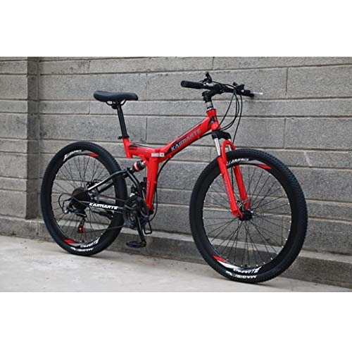 Plegables : Bicicleta De Montaña De 26 Pulgadas Bicicleta Plegable De 21 Velocidades Bicicleta Para Adultos Bicicleta De Montaña Para Hombres Y Mujeres Rueda De Radios Y Rueda De Cuchillo, 21 speed, Red Spoke wheel