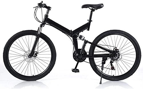 Plegables : Bicicleta de montaña plegable, 26 pulgadas, 21 marchas, para camping, color negro, peso de carga