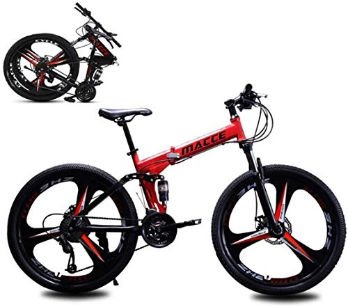 Plegables : Bicicleta de montaña Plegable, 26 Pulgadas, 21 velocidades, Velocidad Variable, Todoterreno, Doble amortiguación, Disco Frenos, Bicicleta para Hombres, Montar al Aire Libre, Adulto / Red