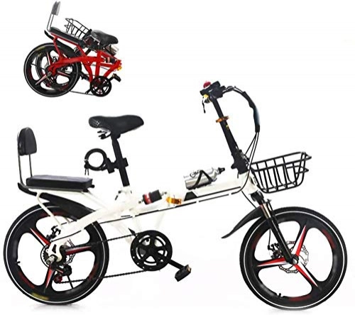 Plegables : Bicicleta de montaña plegable de 20 pulgadas, ligera, plegable, para ciudad, de 7 velocidades, para hombre y mujer, con freno de disco doble, color blanco